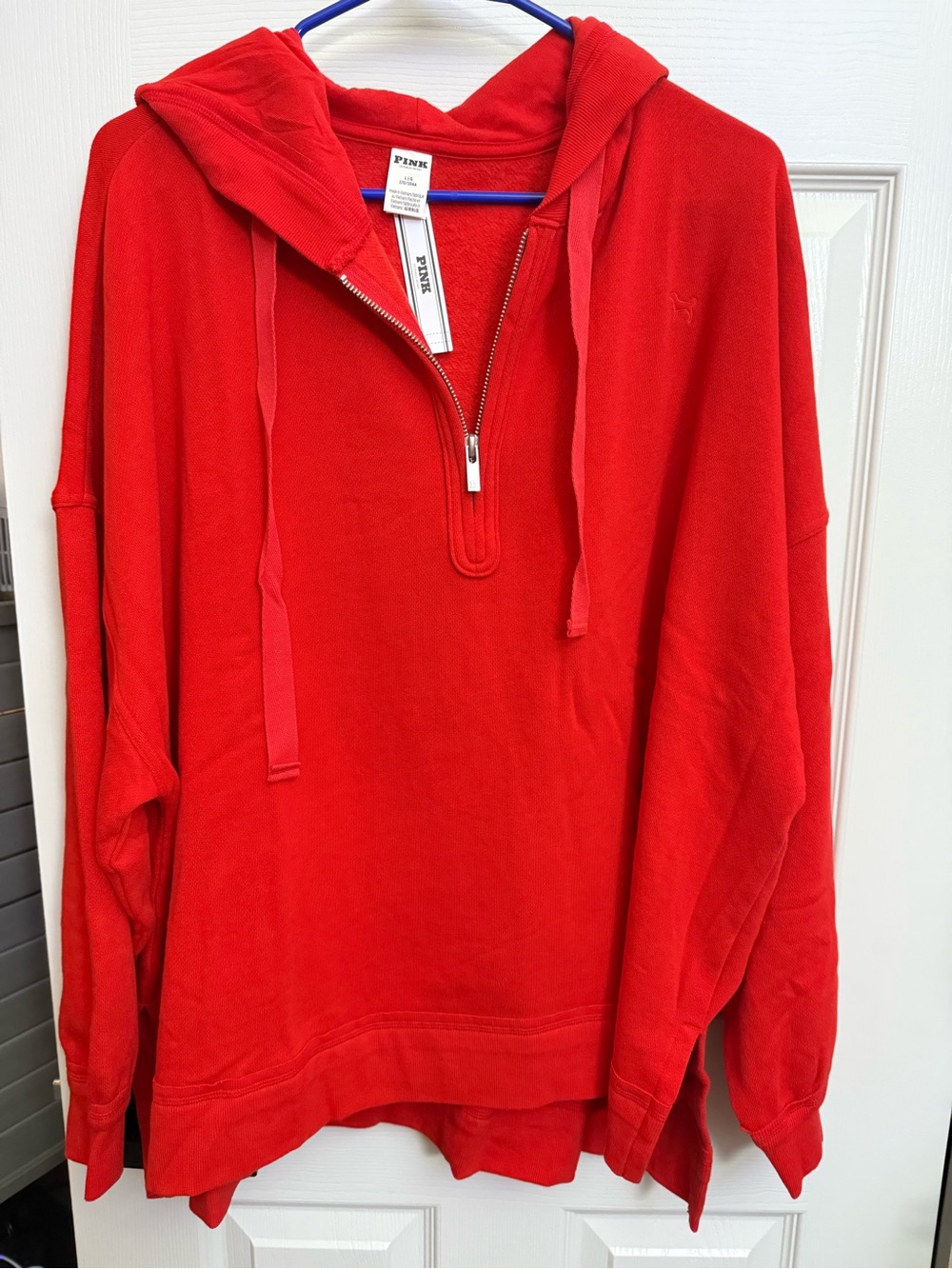 PINK Victoria's Secret Red Half-Zip Tunic Hoodie Sweater